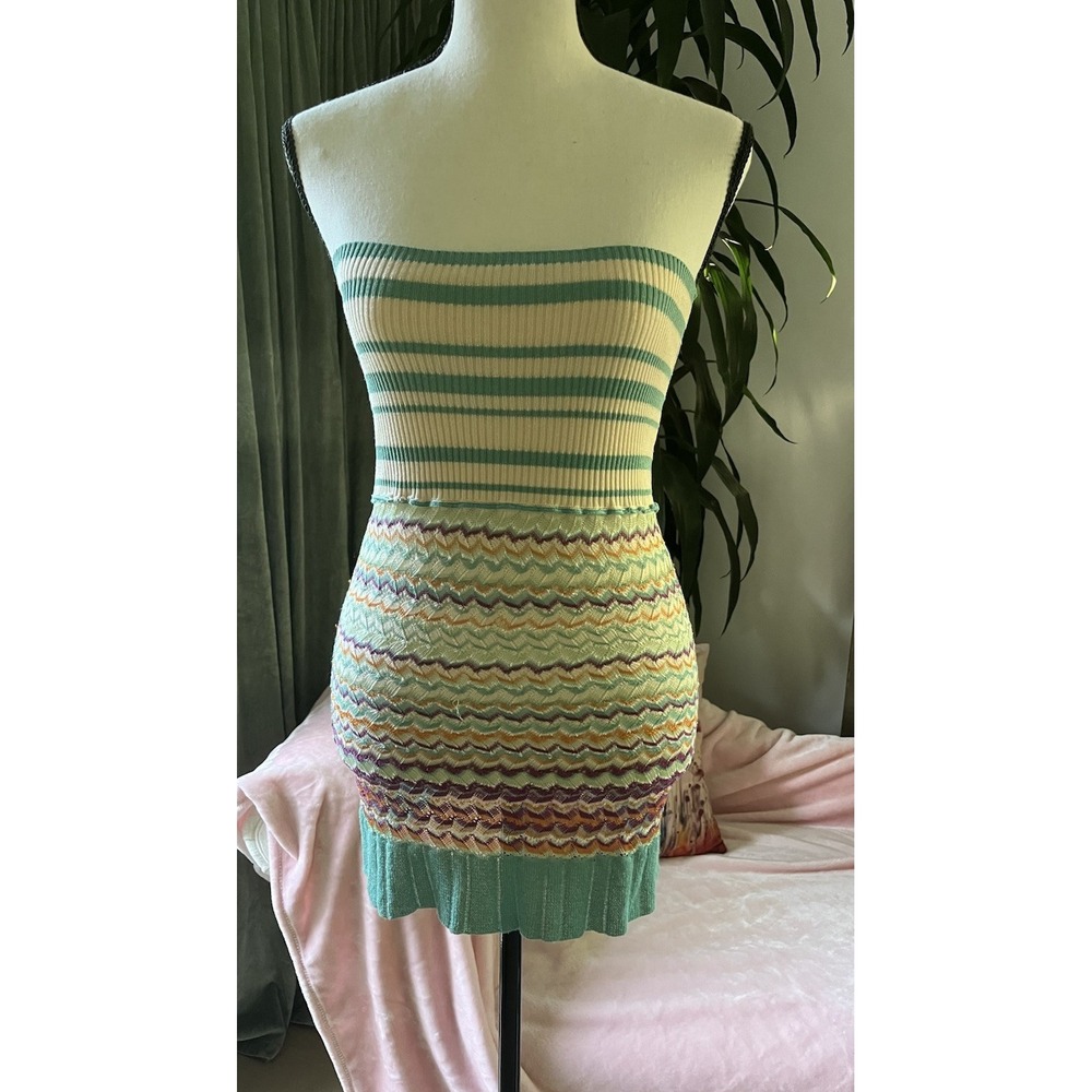 Missoni M Knit CONVERTIBLE Top Skirt Dress Zigzag Chevron Teal Purple Sz 2 IT 38 - Picture 5 of 16